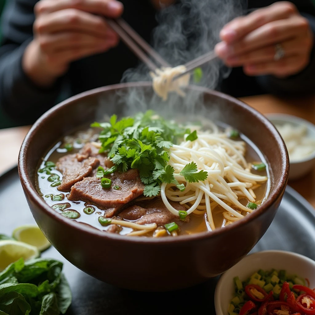 Vietnamese Pho with Thinly Sliced Beef