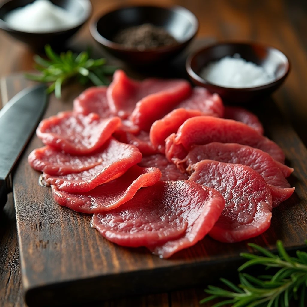 thinly sliced beef